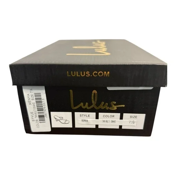 Lulus Xenya Tan Multi Snake Print Square Toe High Heel Sandals 7.5 NIB - Picture 11 of 11